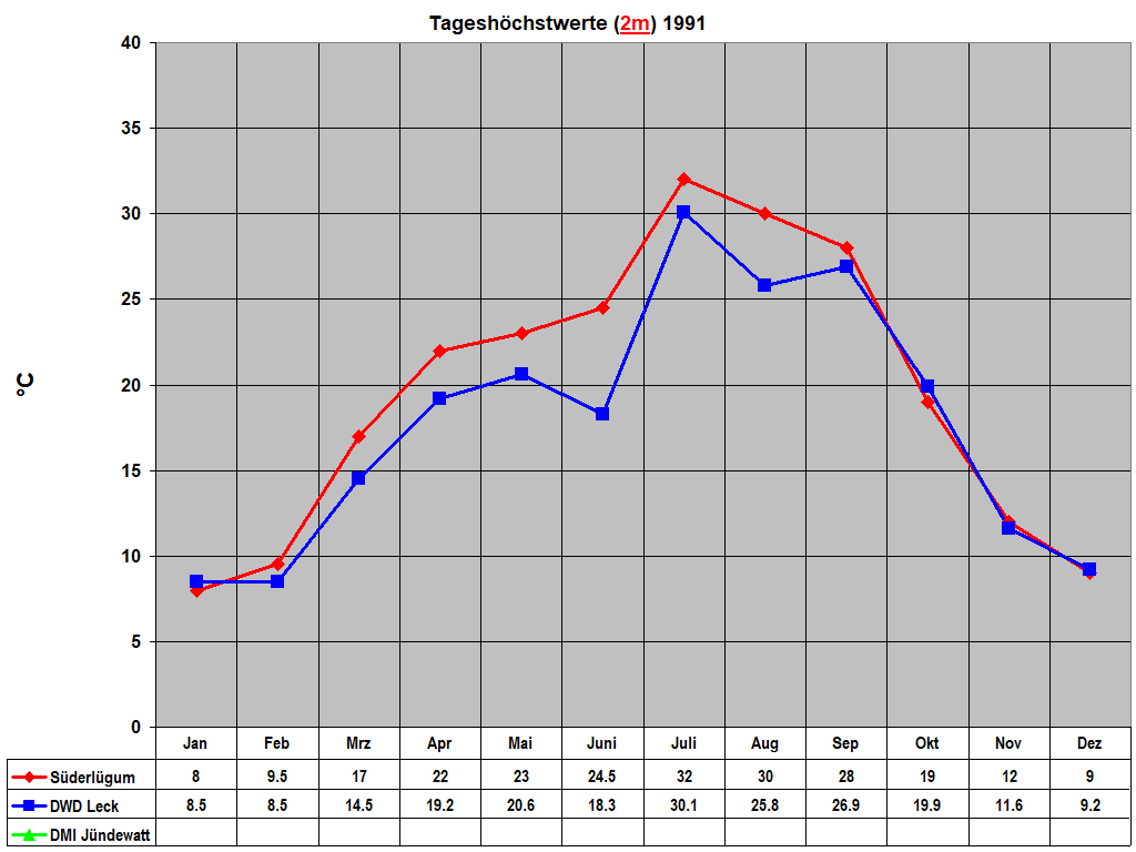 Tageshchstwerte (2m) 1991