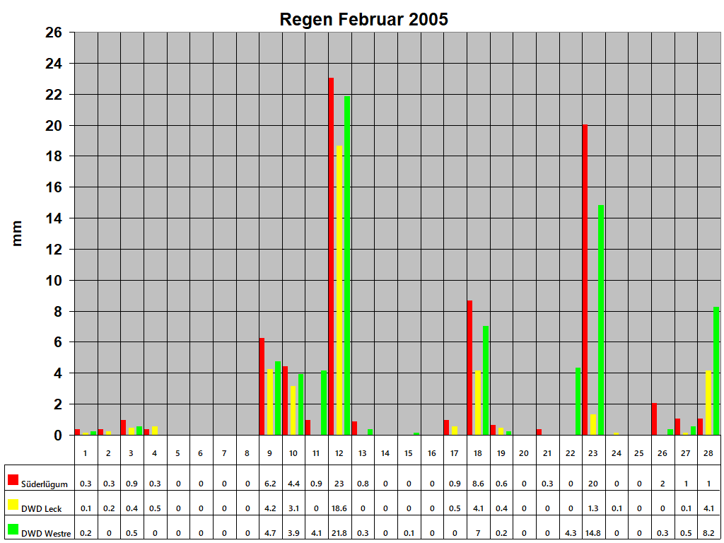 Regen Februar 2005