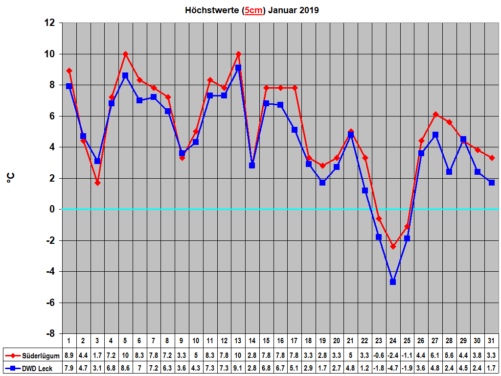 Hchstwerte (5cm) Januar 2019