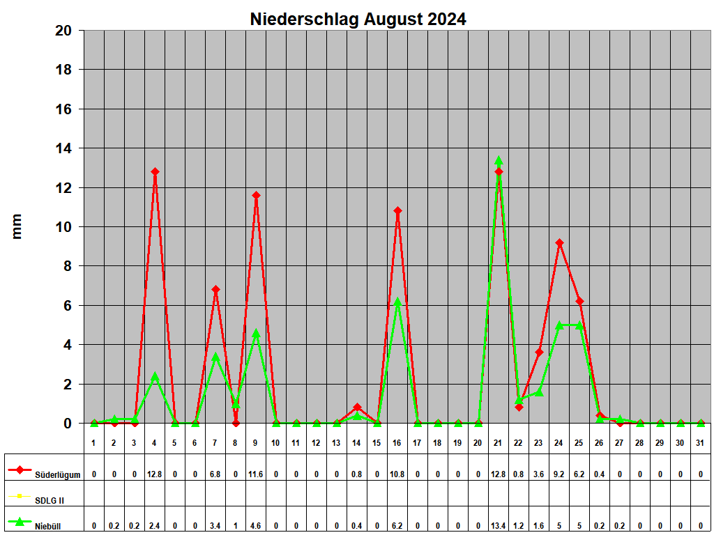Niederschlag August 2024