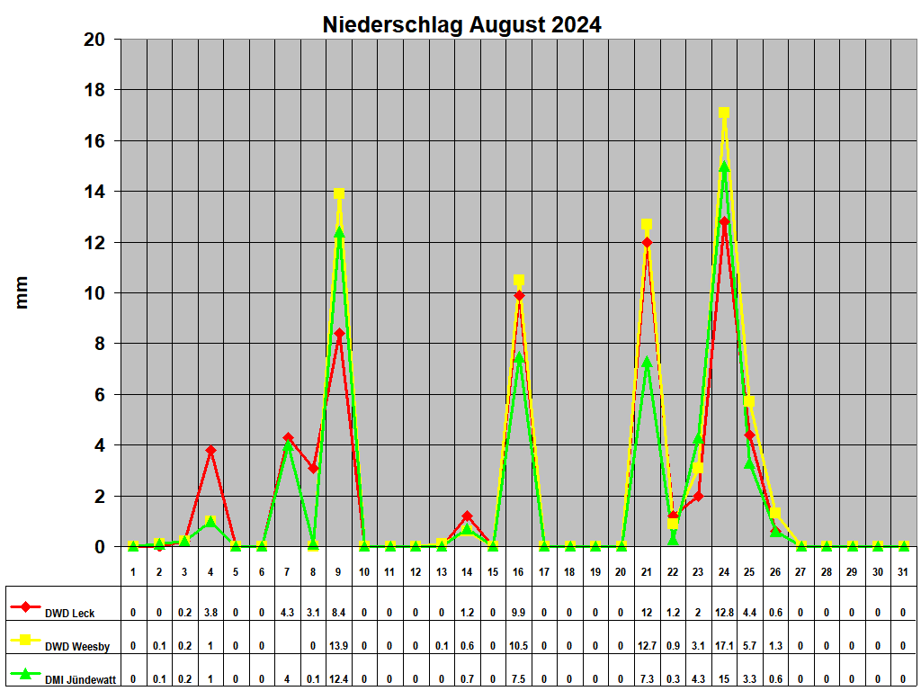 Niederschlag August 2024