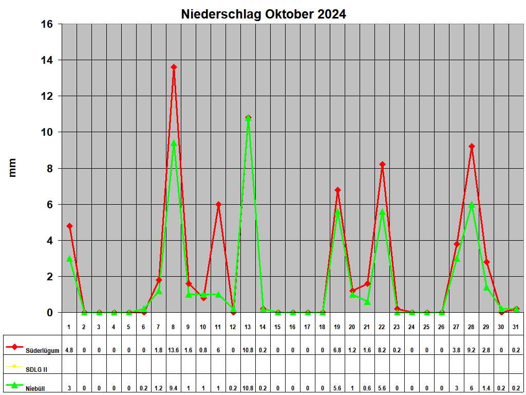Niederschlag Oktober 2024