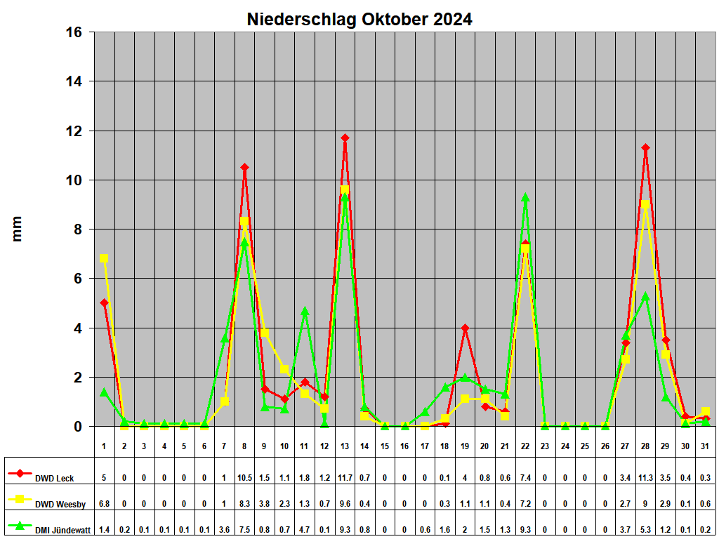 Niederschlag Oktober 2024