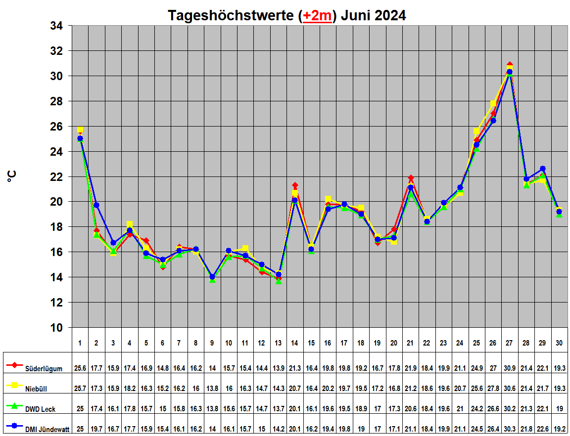 Tagesh�chstwerte (+2m) Juni 2024