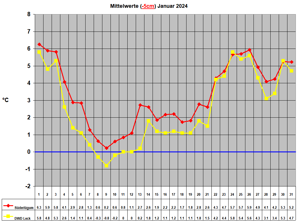 Mittelwerte (-5cm) Januar 2024