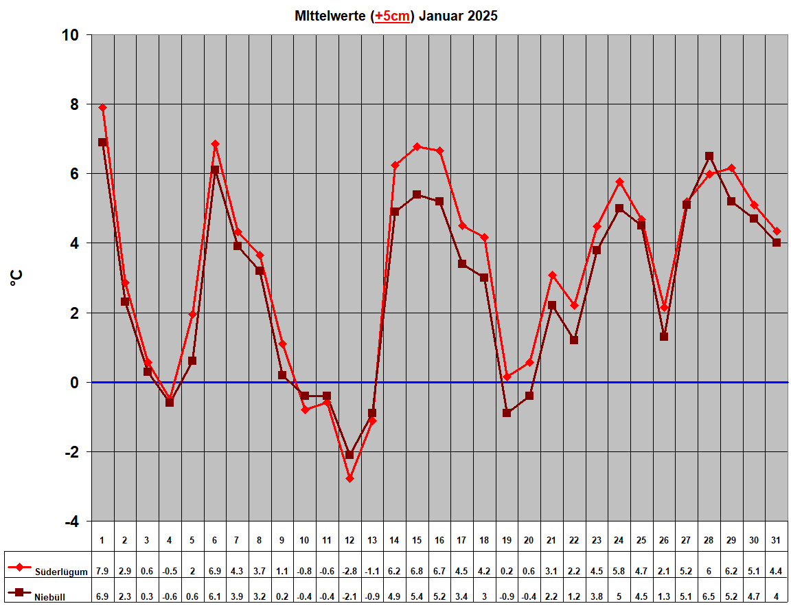 MIttelwerte (+5cm) Januar 2025