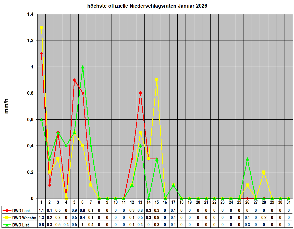 h�chste offizielle Niederschlagsraten Januar 2026