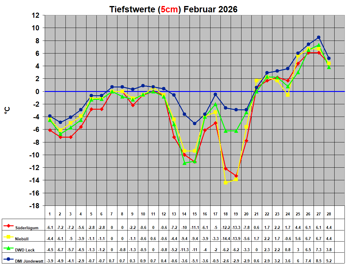 Tiefstwerte (5cm) Februar 2026
